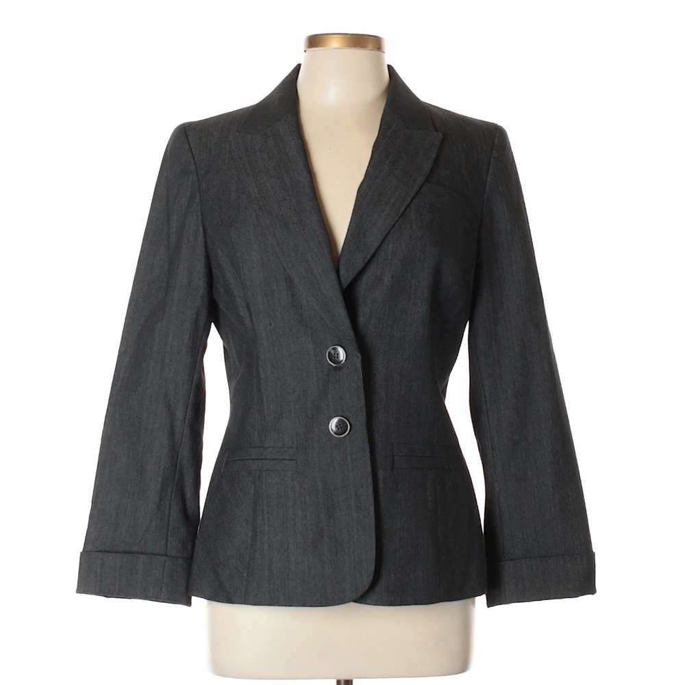 Nine West Gray Denim Suit Blazer Jacket Size 10